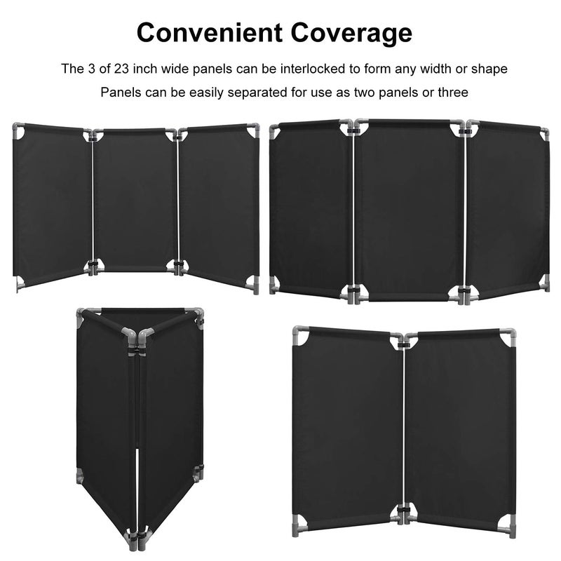 Reliancer 3 Panels Safety Barricade 5.8FT Foldable Security Sign Barrier Gate with Heavy Duty PVC Frame High Visibility Caution Symbol Crowd Control Restricted Area Pedestrian Barricade Traffic Fence Black - Image 3